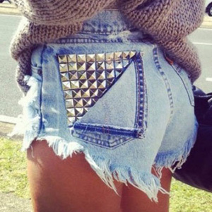 Customized Studded High-Waisted Shorts from Etsy